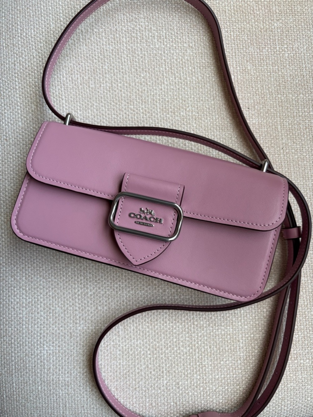 Coach Pink Leather Buckle Crossbody Bag